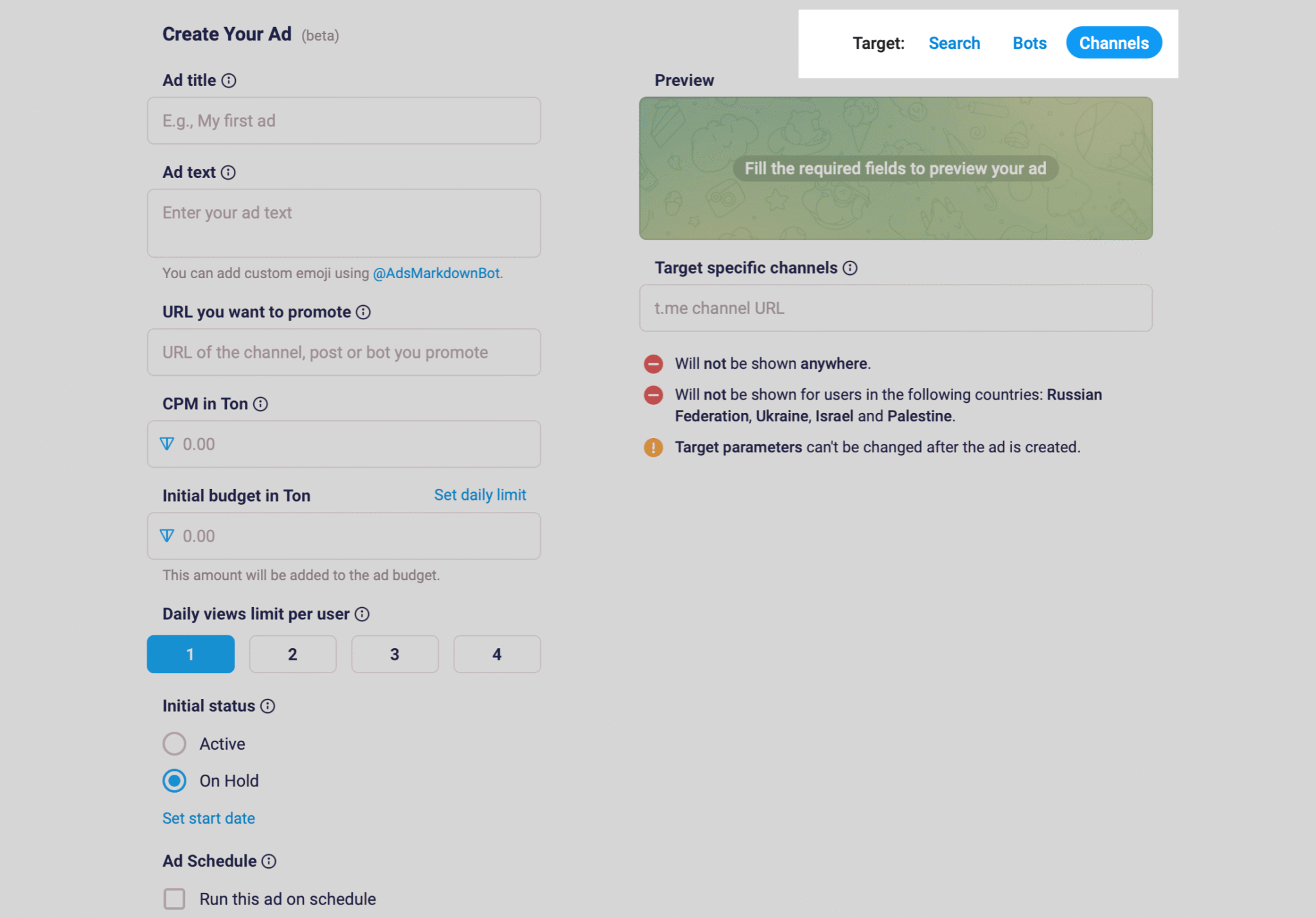 Telegram ads platform