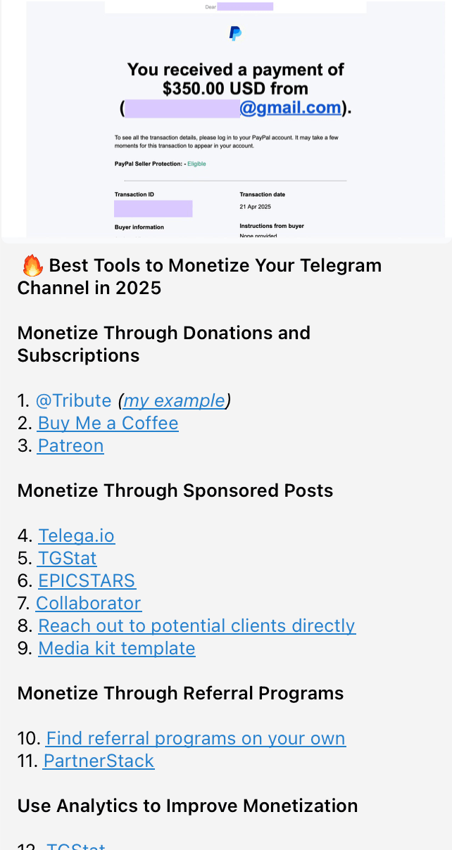 telegram post example, how to grow a telegram channel