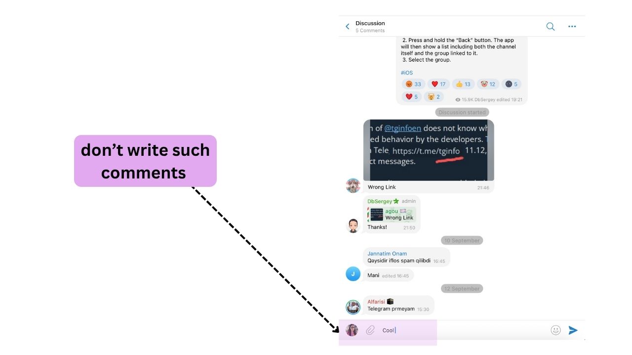 telegram channel comments