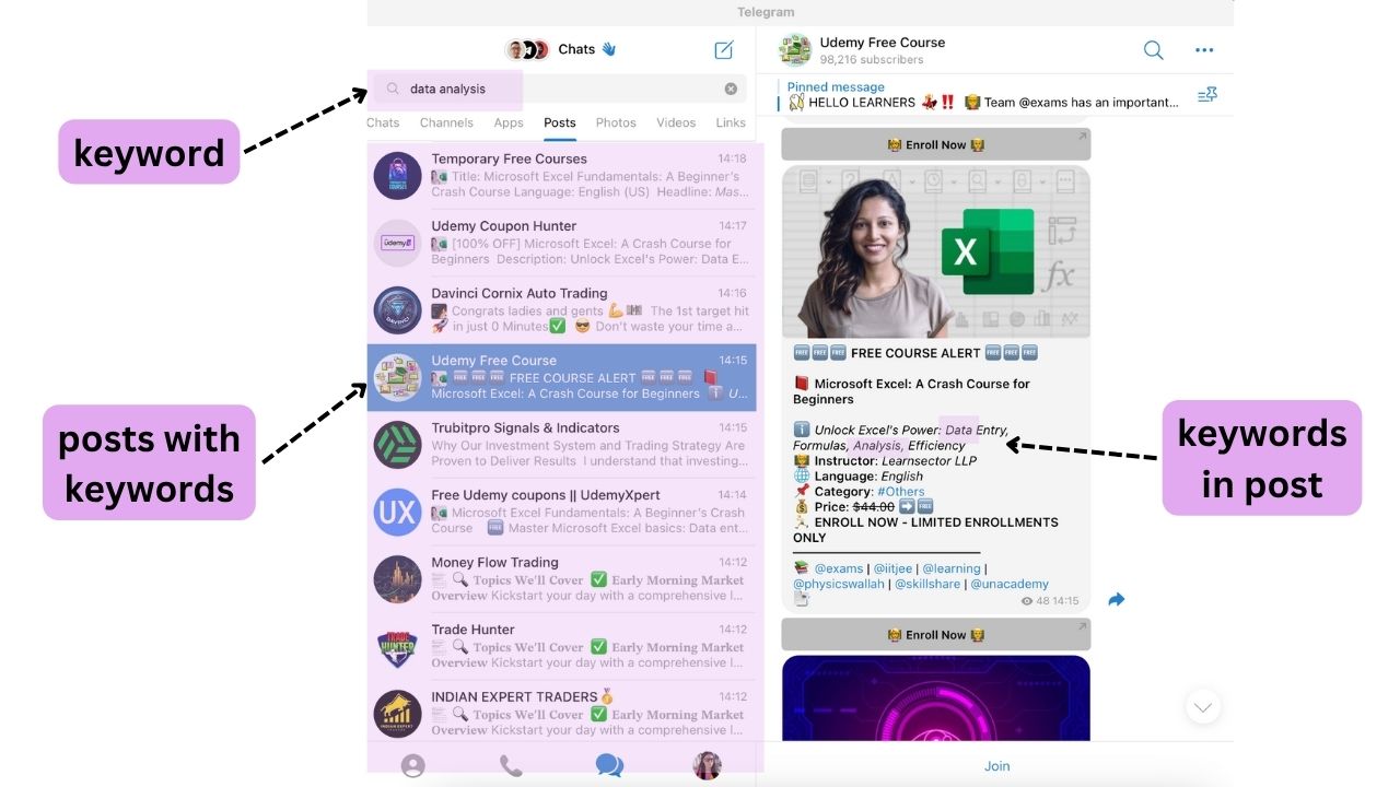 telegram post search