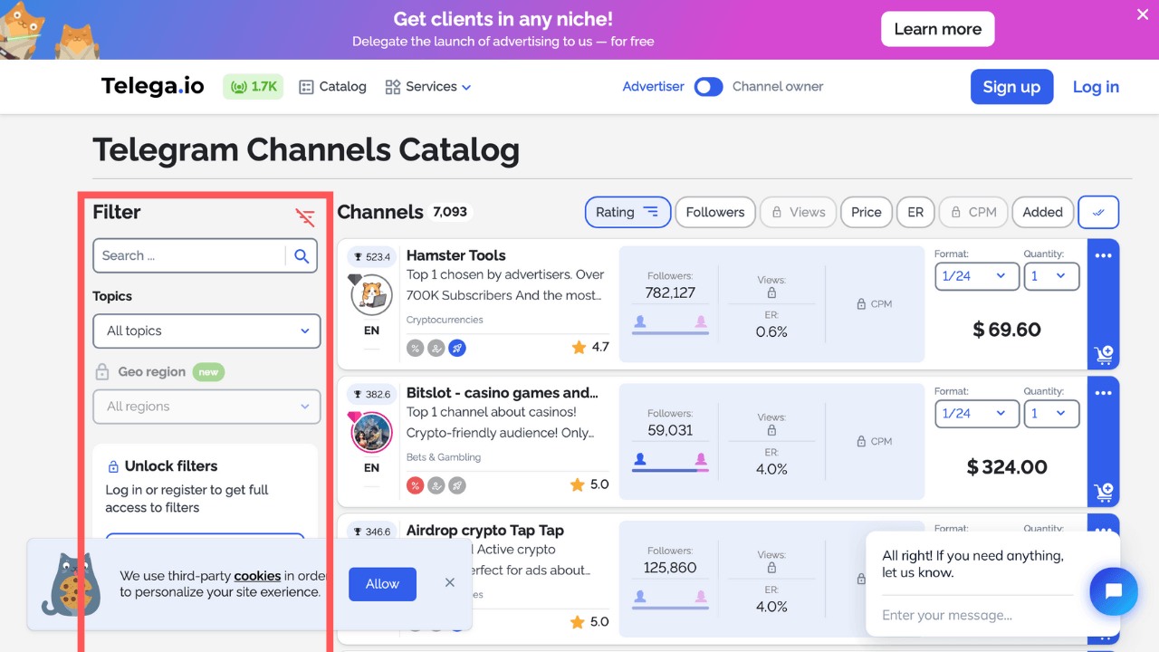 telegram.io - how to find telegram channels