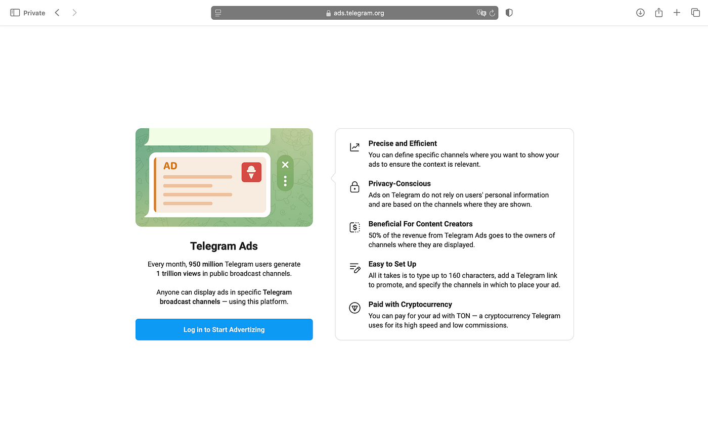 Telegram ads manager
