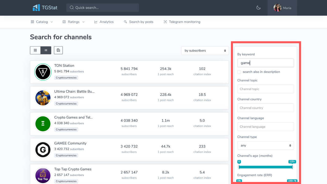 tgstat search for channels
