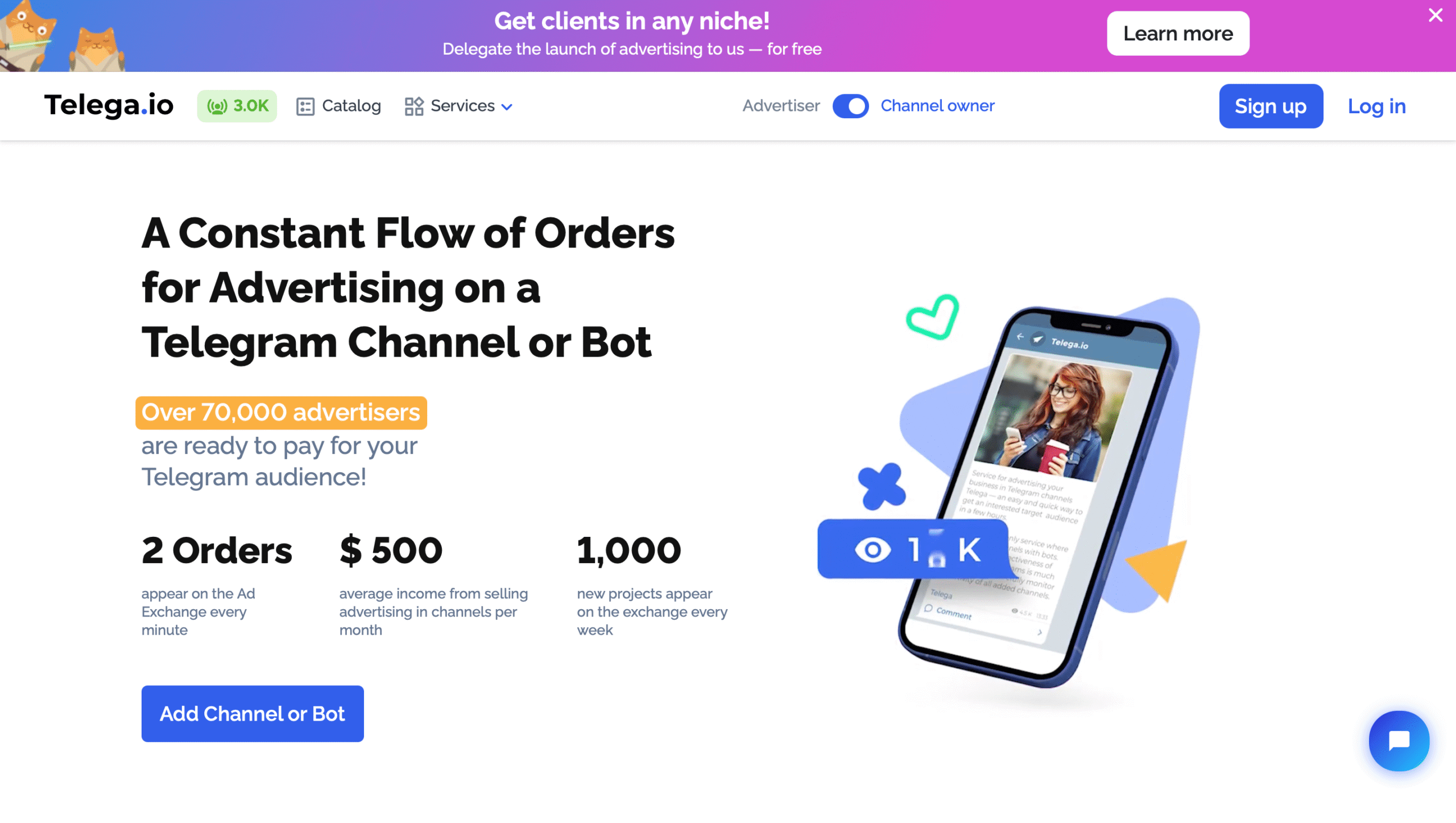Telega.io - telegram monetization tool