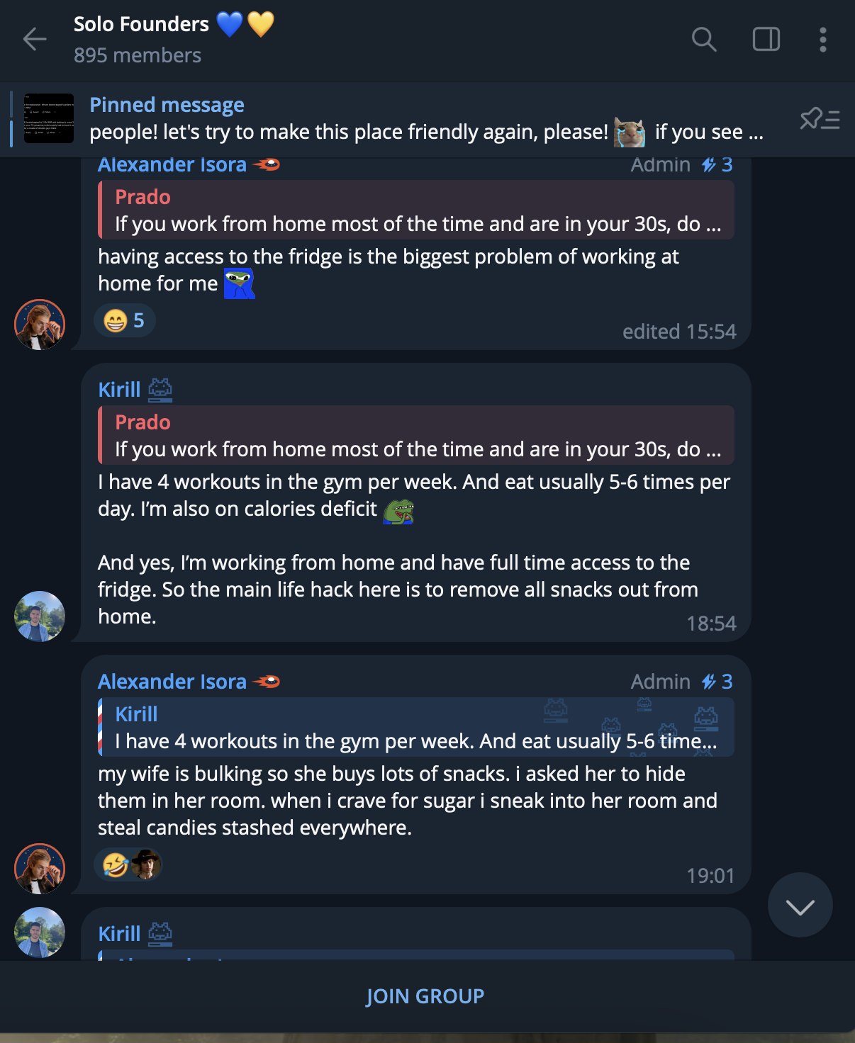 Example of a telegram channel about business
