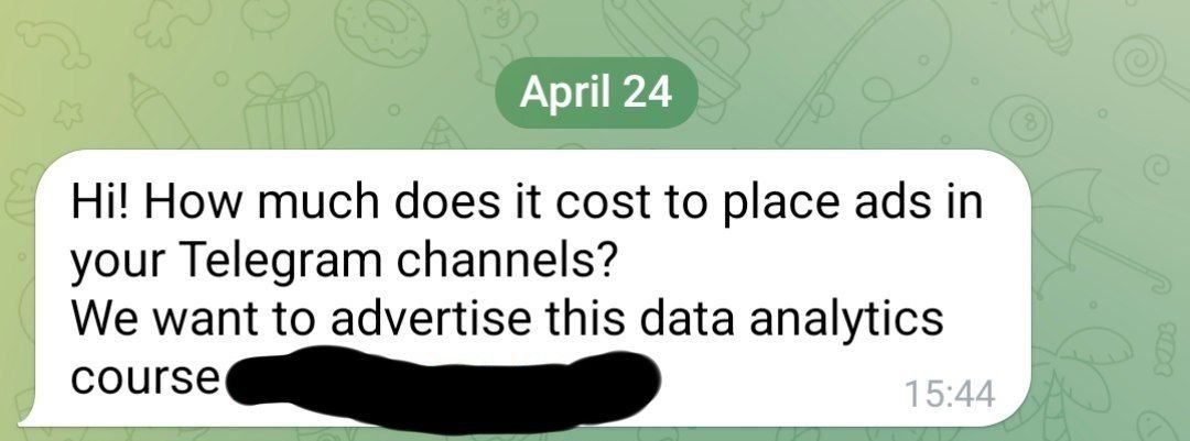 Telegram chat with sponsor